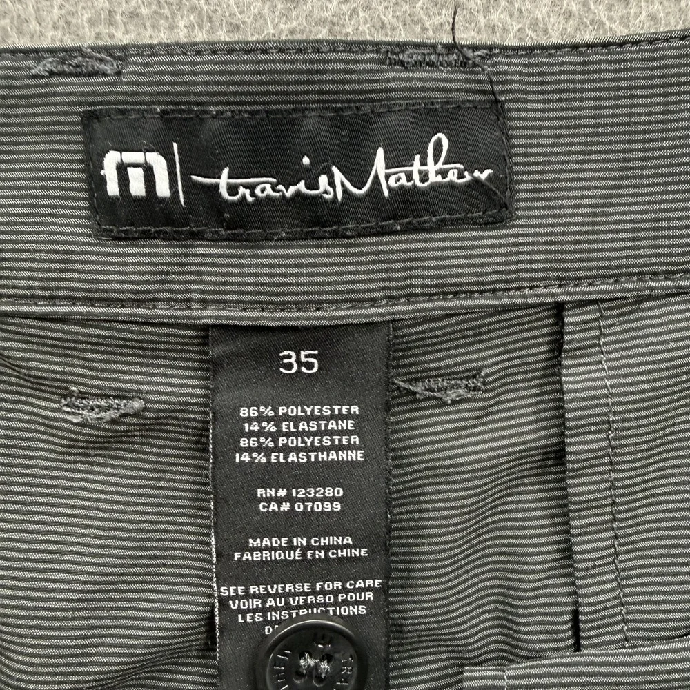 Travis Mathew Shorts Mens 35 Gray Striped Chino Stretch 9 Inseam Casual
